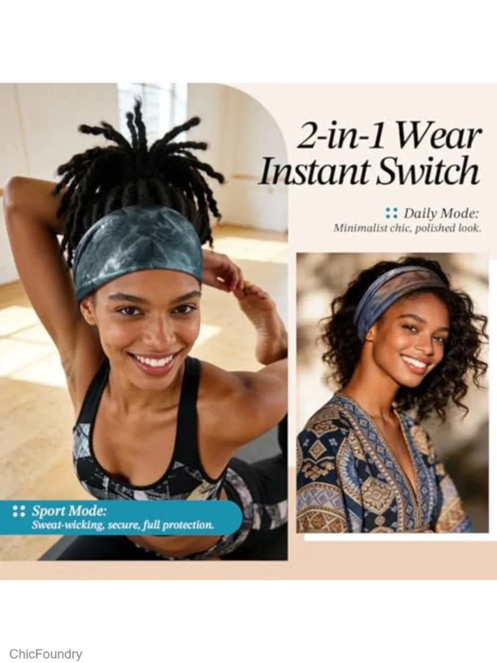 8-Pack Non-Slip Wide Headbands for Women Moisture Wicking Sports